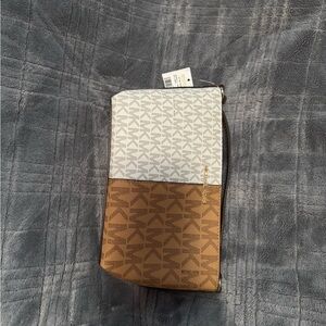 Michael Kors White and Brown Crossbody Bag